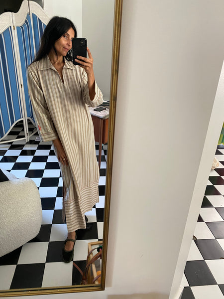 LILY MAXI TUNIC, IVORY STRIPE COTTON