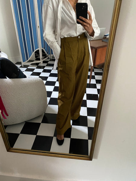 LAYA PANTS, OLIVE COTTON