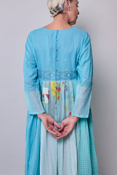 NEELA DRESS, SKY BLUE JAMDANI