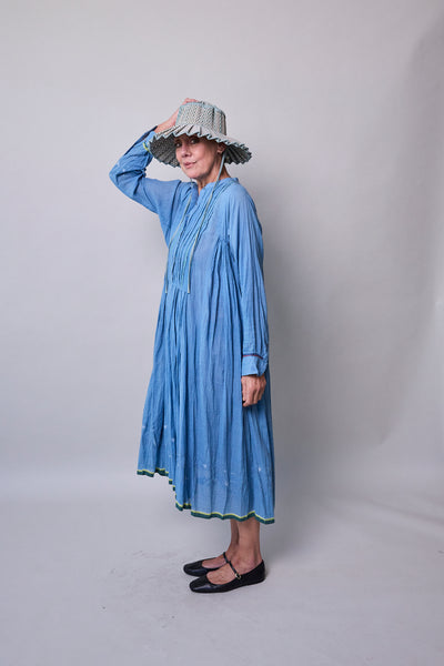 AZURE DRESS, BLUE COTTON