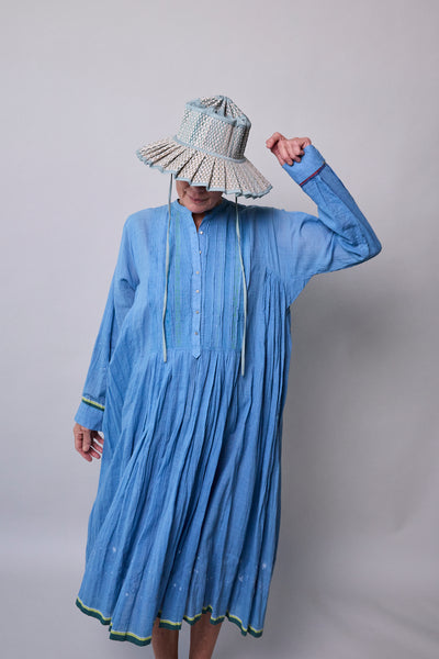 AZURE DRESS, BLUE COTTON