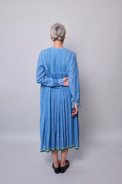 AZURE DRESS, BLUE COTTON