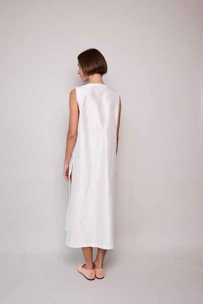 SITAR  VEST, RAW SILK IVORY