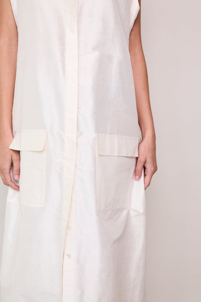 SITAR  VEST, RAW SILK IVORY