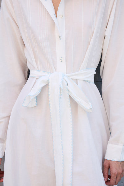 BLOSSOM DRESS, COTTON SILK PEACH/WHITE