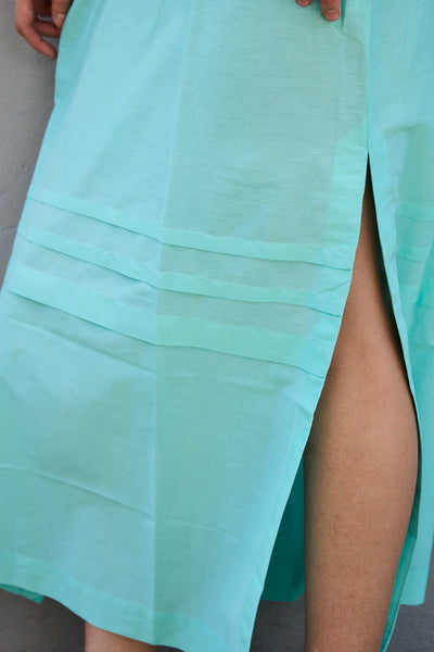 LOTUS SWING DRESS, AQUA COTTON SILK