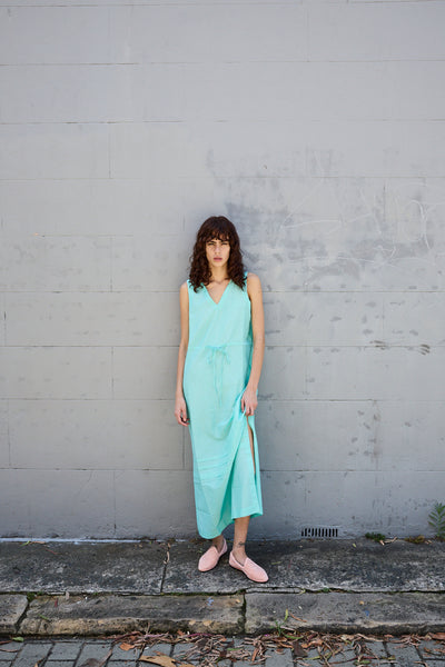 LOTUS SWING DRESS, AQUA COTTON SILK