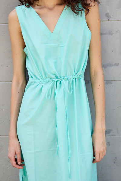 LOTUS SWING DRESS, AQUA COTTON SILK