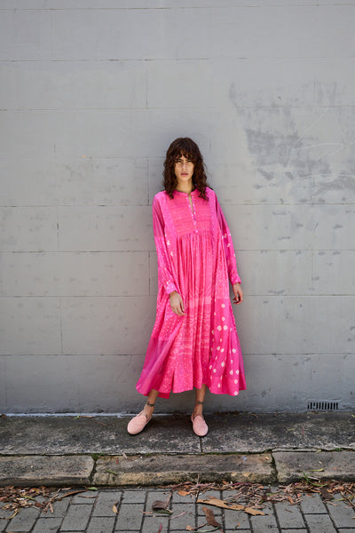 FRANGIPANI DRESS, PINK SILK