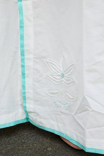 LOTUS EMBROIDERY MAXI SKIRT, IVORY COTTON SILK