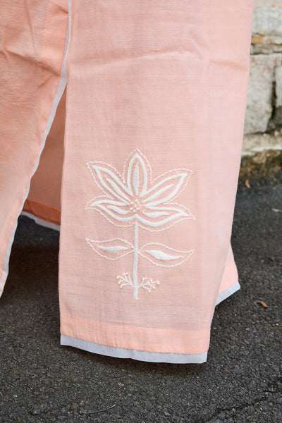 LOTUS EMBROIDERY MAXI SKIRT, IVORY COTTON SILK