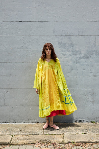 SUN CAFTAN, YELLOW SILK