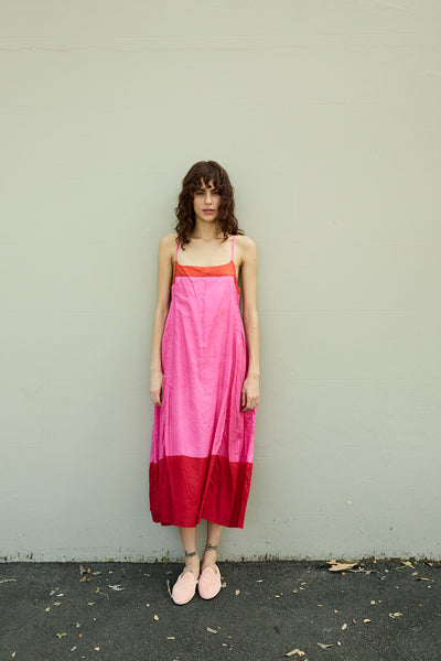 ROSE SLIP DRESS, FUCHSIA SILK