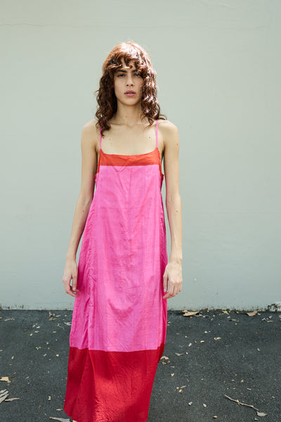 ROSE SLIP DRESS, FUCHSIA SILK