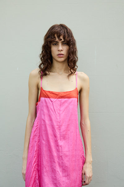 ROSE SLIP DRESS, FUCHSIA SILK