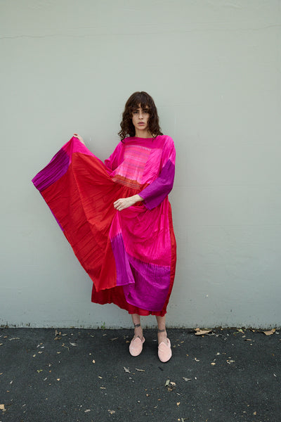 CAMELIA DRESS, FUCHSIA SILK