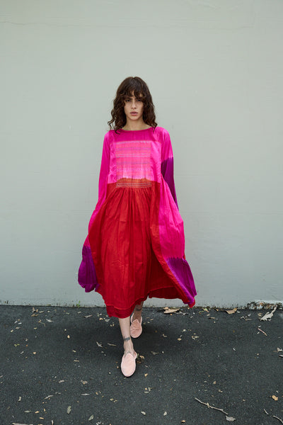 CAMELIA DRESS, FUCHSIA SILK