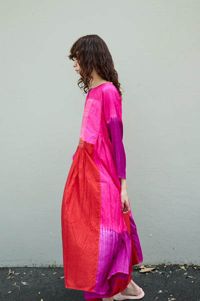 CAMELIA DRESS, FUCHSIA SILK