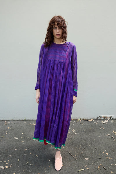 POPPY DRESS, PURPLE COTTON SILK