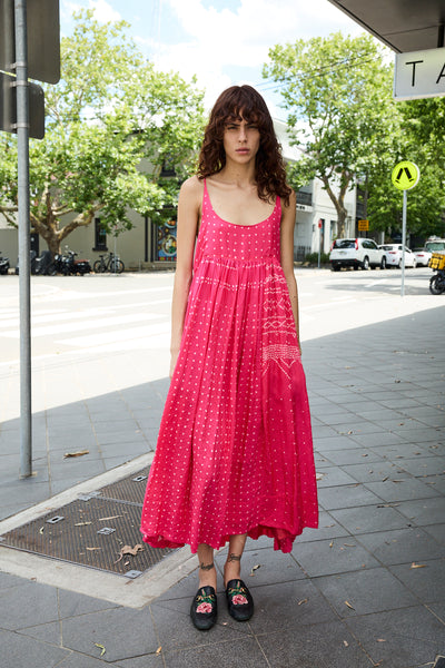 PRIMROSE SLIP DRESS, TIE&DYE FUCHSIA SILK