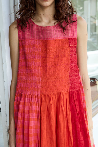 MARIGOLD DRESS SLEEVELESS, TANGERINE COTTON