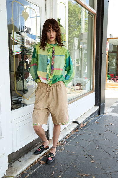 RAINBOW SHIRT,  LIME COTTON CHECKERED