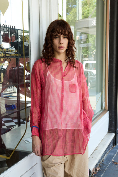 TULIPA SHIRT,  WATERMELON COTTON SILK SHEER