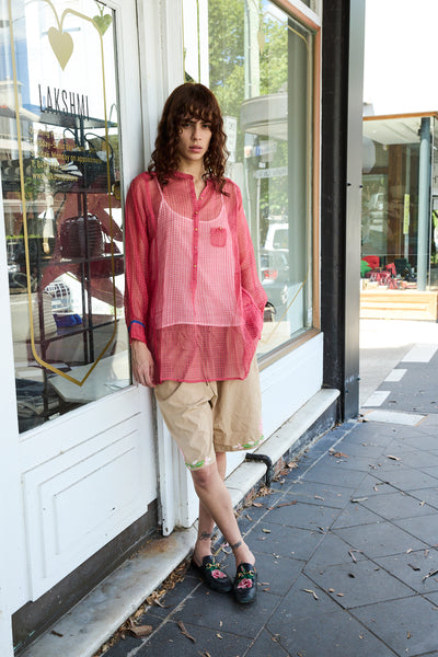 TULIPA SHIRT,  WATERMELON COTTON SILK SHEER