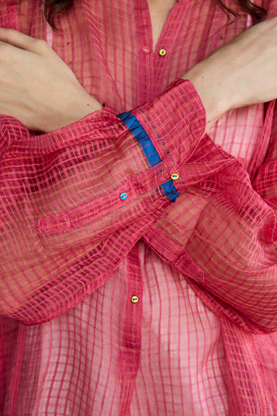 TULIPA SHIRT,  WATERMELON COTTON SILK SHEER