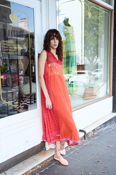 ZINNIA DRESS SLEEVELESS, TANGERINE COTTON