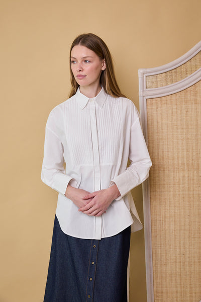 JASMINE SHIRT, WHITE COTTON POPLIN