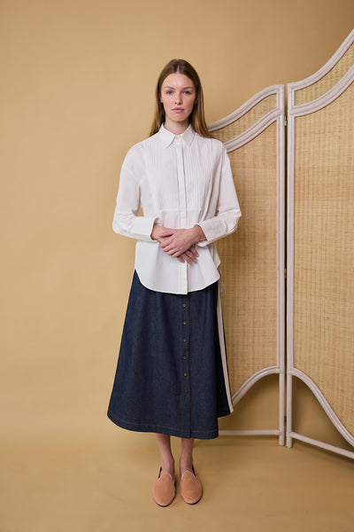 JASMINE SHIRT, WHITE COTTON POPLIN